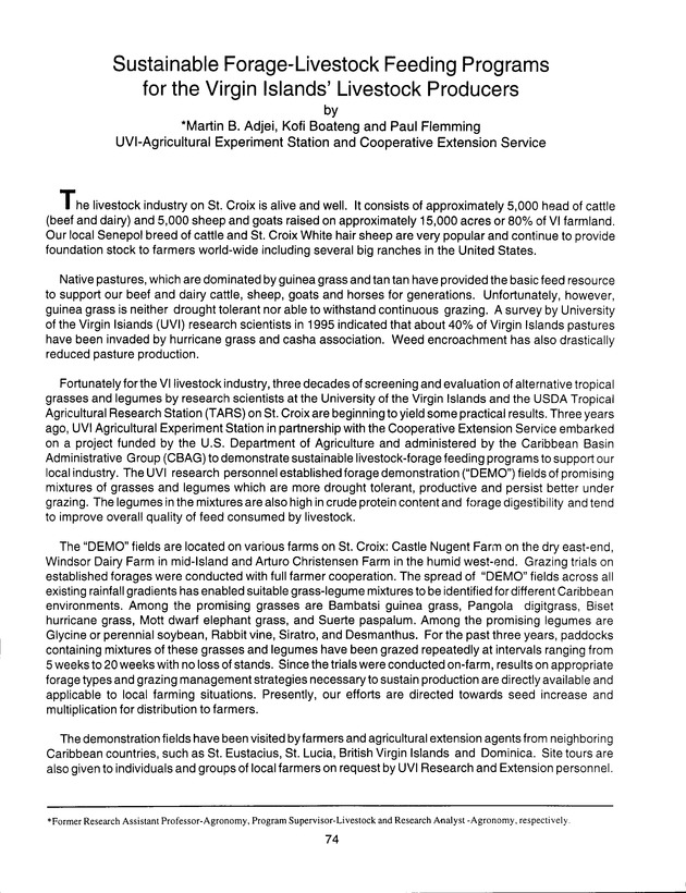 Virgin Islands Agriculture and Food Fair 1998 - Page 74