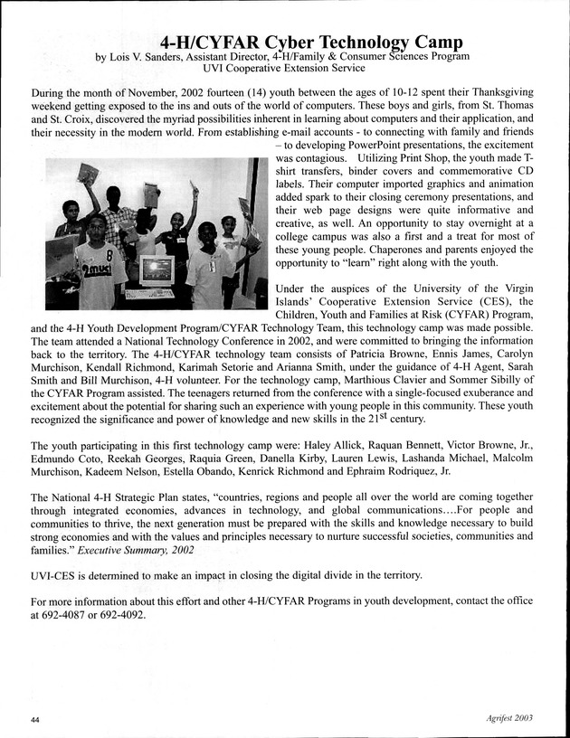 Virgin Islands Agriculture and Food Fair 2003 - Page 44